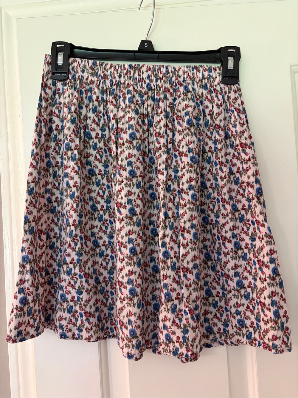 Abercrombie & Fitch Floral Skater Skirt with Blue & Pink Flowers